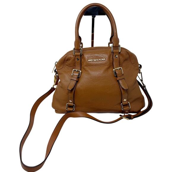 Michael Kors Brown Camel Bedford Legacy Medium Convertible Satchel Bag Leather - Picture 1 of 16